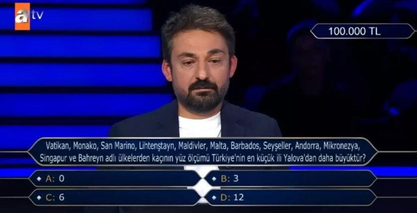 Vatikan, Monako, San Marino, Lihtenştayn, Maldivler, Malta, Barbados, Seyşeller, Andorra, Mikronezya, Singapur ve Bahreyn adlı ülkelerden kaçı… Vatikan, Monako, San Marino, Lihtenştayn, Maldivler, Malta, Barbados, Seyşeller, Andorra, Mikronezya, Singapur ve Bahreyn adlı ülkelerden kaçı…
